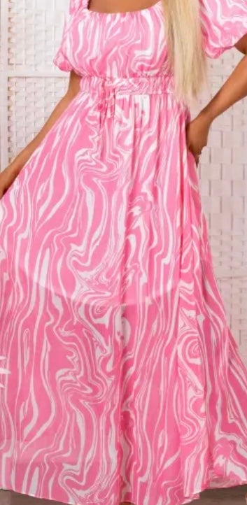 Pink lang kjole